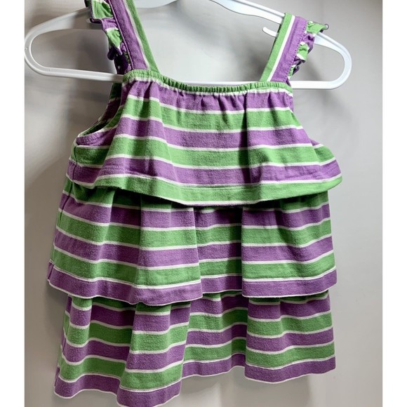 Hanna Andersson Top Girls Sz 3/90 Lot Of 2 Tank Stripe Tiers Ruffles Red Purple - Picture 3 of 15